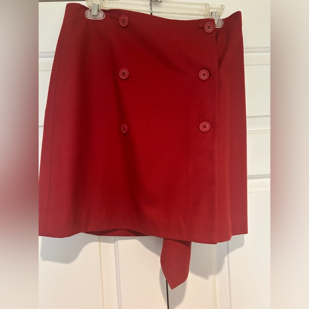 Vintage Y2K Red Wool Mini Skirt with Buttons